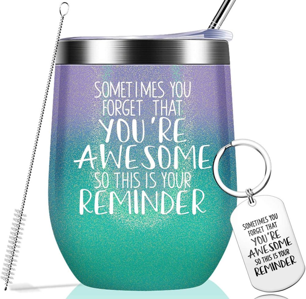 Storage & Organization |  Sometimes You Forget That You Are Awesome – Thank You Gifts, Funny Birthday Cup Inspirational Gifts For, Men, Coworker, Friends – Vacuum Insulated Tumbler With Keychain Glitter 12Oz Home Decor & Cleaning Kitchen & Dining