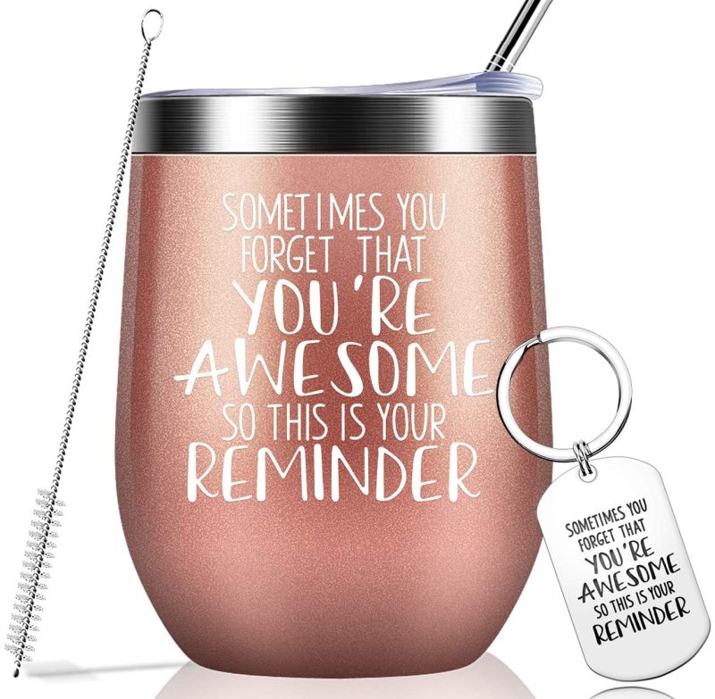 Storage & Organization |  Sometimes You Forget That You Are Awesome – Thank You Gifts, Funny Birthday Cup Inspirational Gifts For, Men, Coworker, Friends – Vacuum Insulated Tumbler With Keychain Glitter 12Oz Home Decor & Cleaning Kitchen & Dining