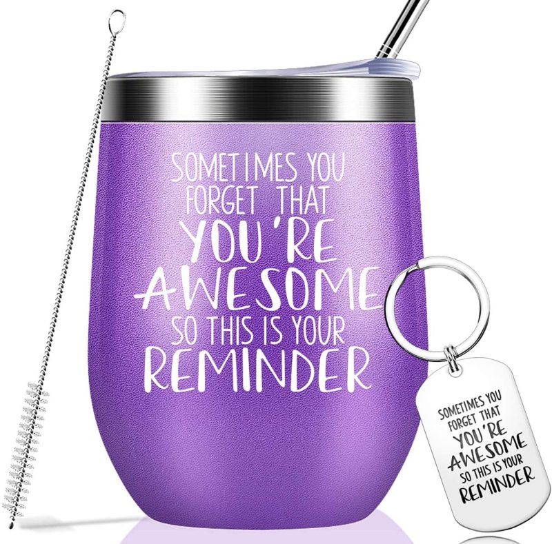 Storage & Organization |  Sometimes You Forget That You Are Awesome – Thank You Gifts, Funny Inspirational Birthday Graduation Gifts For, Men, Coworker, Friends – Vacuum Insulated Tumbler With Keychain Purple 12Oz Home Decor & Cleaning Kitchen & Dining