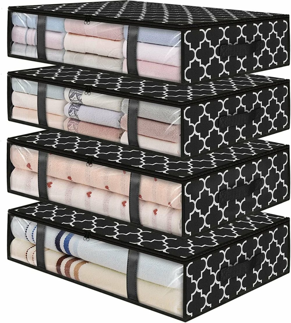 Storage & Organization |  Storage Bins, Under Bed Storage Containers, Foldable Clothes Storage Box, Storage Organizer, With Handles, For Comforter, Blanket, Clothing, Sweaters, Pillows, Toys Home Decor & Cleaning black