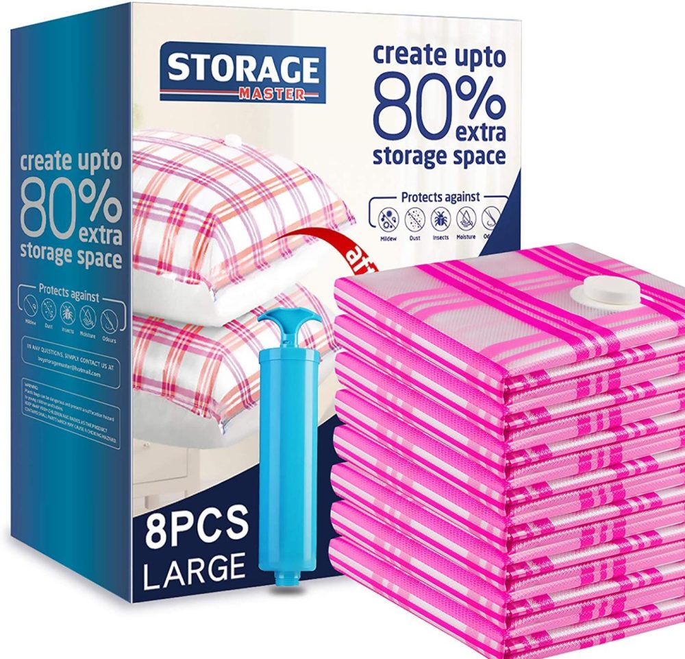 Storage & Organization |  Storage Master Space Saver Bags, Vacuum Storage Bags For Travel & Home (8-Large) Home Decor & Cleaning Large