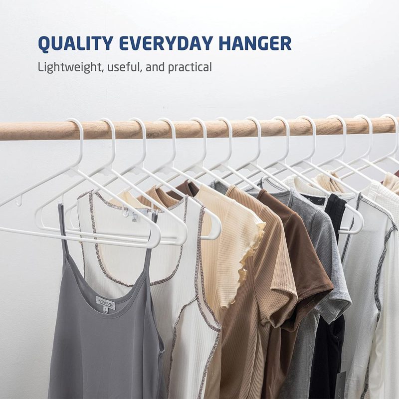 Storage & Organization |  White Standard Plastic Hangers (50 Pack) Durable Tubular Shirt Hanger Ideal For Laundry & Everyday Use, Slim & Space Saving, Heavy Duty Clothes Hanger For Coats, Pants, Dress, Etc. Hangs Up To 5.5 Lbs Home Decor & Cleaning Storage & Organization