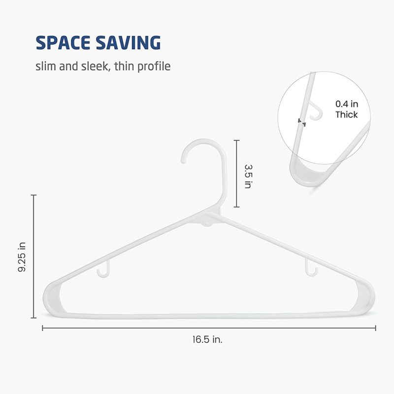 Storage & Organization |  White Standard Plastic Hangers (50 Pack) Durable Tubular Shirt Hanger Ideal For Laundry & Everyday Use, Slim & Space Saving, Heavy Duty Clothes Hanger For Coats, Pants, Dress, Etc. Hangs Up To 5.5 Lbs Home Decor & Cleaning Storage & Organization