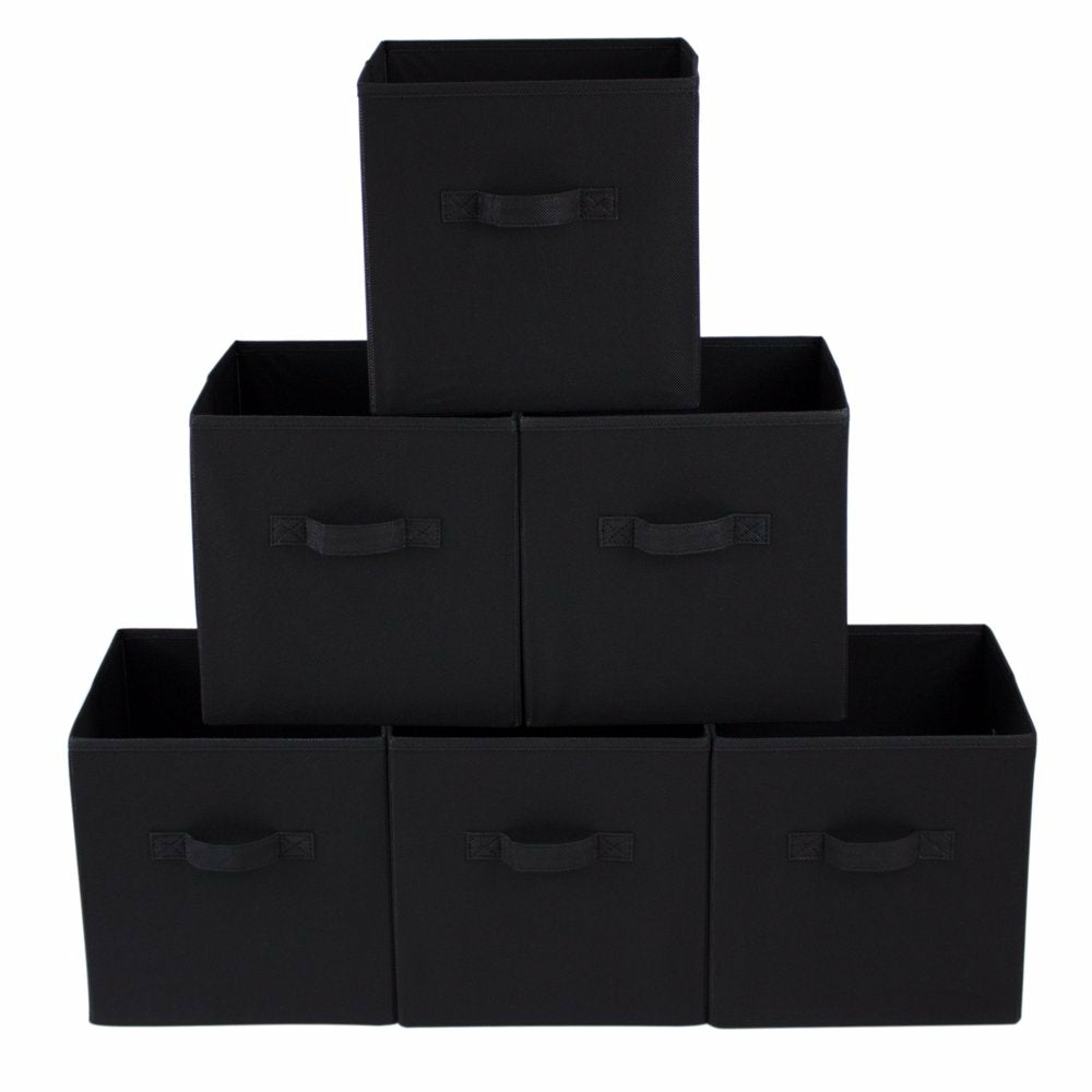 Storage & Organization |  6 Pack Collapsible Cube Fabric Storage Bins (10.5"X10.5") Home Decor & Cleaning black