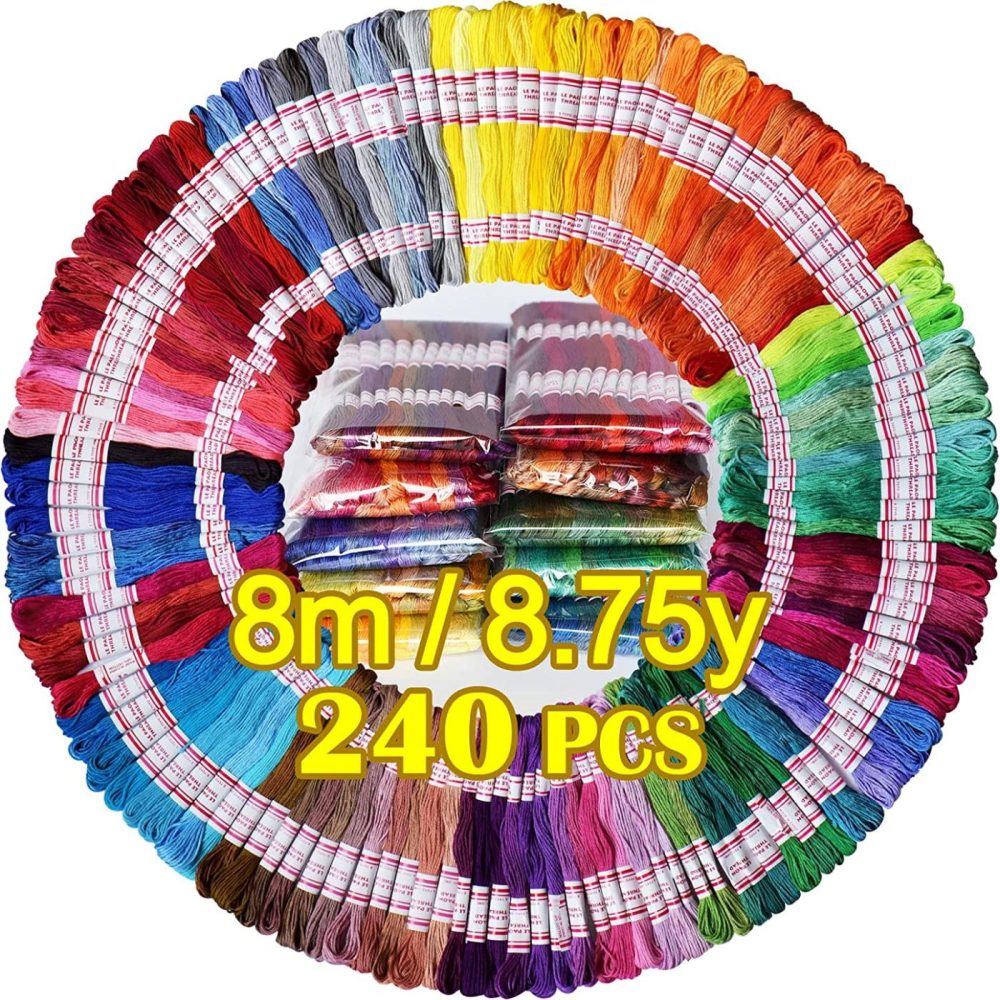 Thread & Floss |  Embroidery Floss 240 Skeins 100% Egyptian Long-Staple Cotton Cross Stitch Threads -Friendship Bracelets String -Mercerized Crafts Floss Total 1920M 8M/Pc 24Pcs/Bag 10Package Arts, Crafts & Sewing LE PAON