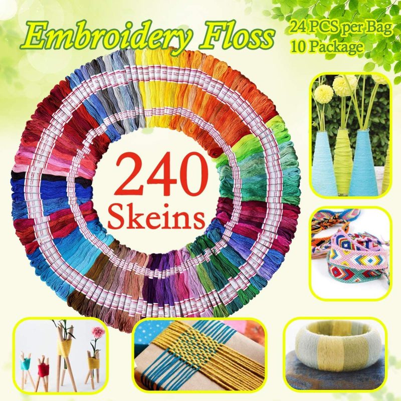 Thread & Floss |  Embroidery Floss 240 Skeins 100% Egyptian Long-Staple Cotton Cross Stitch Threads -Friendship Bracelets String -Mercerized Crafts Floss Total 1920M 8M/Pc 24Pcs/Bag 10Package Arts, Crafts & Sewing LE PAON