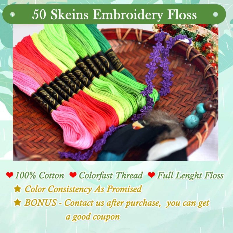 Thread & Floss |  Embroidery Floss Rainbow Color 50 Skeins Per Pack Cross Stitch Threads Friendship Bracelets Floss Crafts Floss Arts, Crafts & Sewing LE PAON