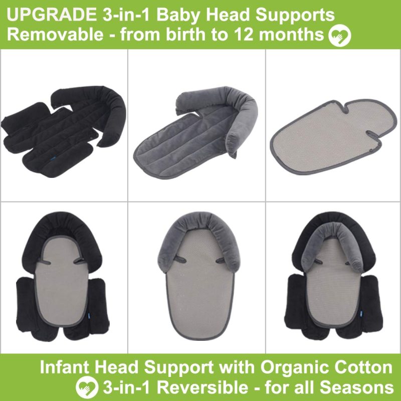 Travel Gear |  Coolbebe Upgraded 3-In-1 Baby Head Neck Body Support Pillow For Newborn Infant Toddler – Extra Soft Car Seat Insert Cushion Pad, Perfect For Carseats, Strollers, Swing Luggage & Travel Gear Black Gray