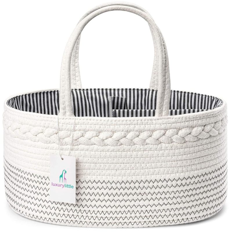 Travel Gear |  Luxury Little Baby Diaper Caddy Organizer – Rope Nursery Storage Bin For Boys And Girls – Large Tote Bag & Car Organizer With Removable Inserts – Baby Shower Gift Basket – Newborn Registry Must Haves Luggage & Travel Gear luxury little