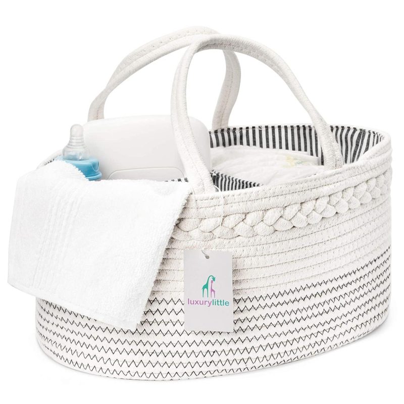 Travel Gear |  Luxury Little Baby Diaper Caddy Organizer – Rope Nursery Storage Bin For Boys And Girls – Large Tote Bag & Car Organizer With Removable Inserts – Baby Shower Gift Basket – Newborn Registry Must Haves Luggage & Travel Gear luxury little