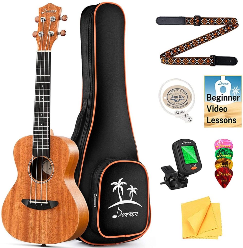 Ukuleles, Mandolins & Banjos |  Donner Soprano Ukulele Beginner Kit Mahogany Professional 21 Inch Ukelele Online Lesson Gig Bag Strap Nylon String Tuner Picks Cloth Dus-1 Ukalalee Set Donner