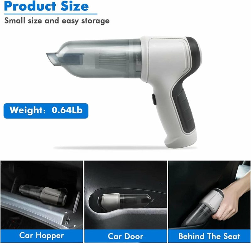 Vacuums & Floor Care |  Car Vacuum Cleaner – Mini Handheld Gun Cordless Vacuum Cleaner With 3.2Ft Power Cord, Car Vacuum High Power, Handheld Gun Vacuum Dry Wet Cleaning Portable Vacuum Cleaner Home Decor & Cleaning DJW