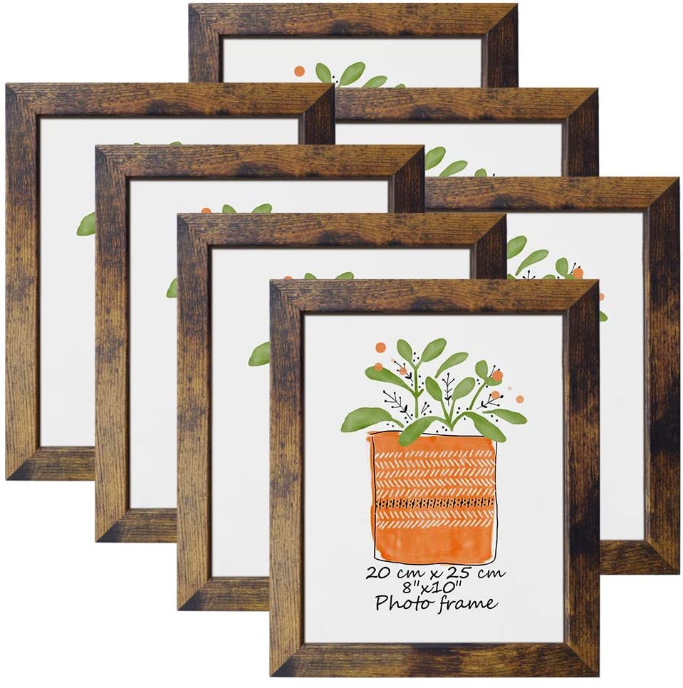 Wall Décor |  8X10 Picture Frame Rustic Brown Frames Fits 8 By 10 Inch Prints Wall Tabletop Display, 7 Pack Home Décor Home Décor