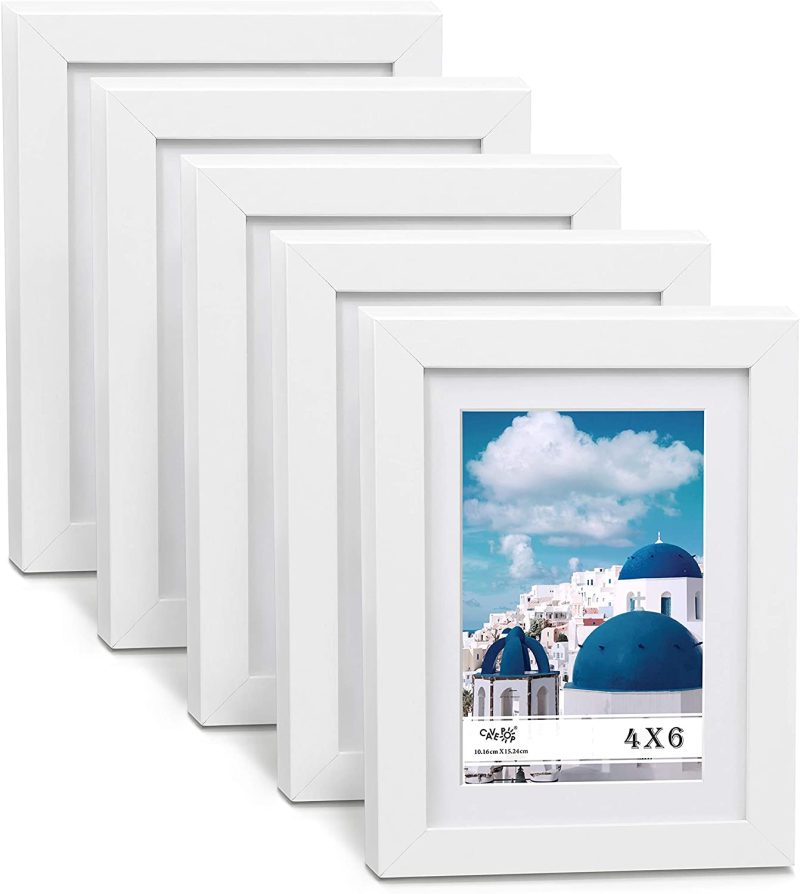 Wall Décor |  Cavepop 5X7 White Picture Frame With Mat Set Of 5, Made To Display 5X7" Without Mat, 4X6 With Mat – Large Wall Hanging Photo Frames, Collage Picture Frame Sets Home Décor black