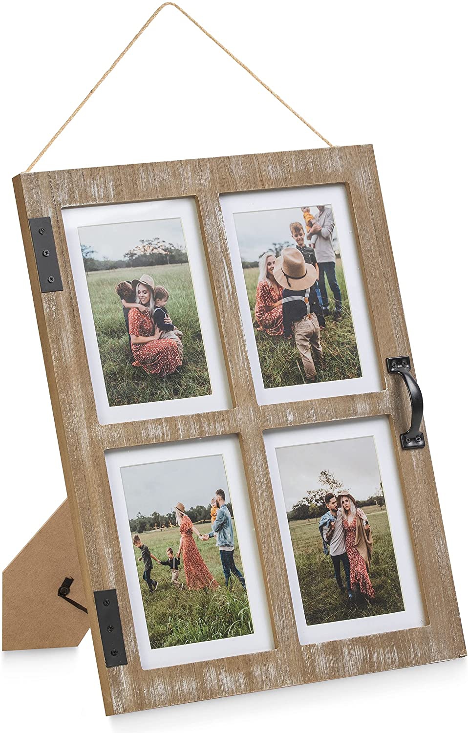 Wall Décor |  Glm Farmhouse Window Frame Holds Four 4X6 And 5X7 Photos, Farmhouse Picture Frames With Mat And Glass, Photo Collage Frame And Rustic Farmhouse Decor (Brown) Home Décor black