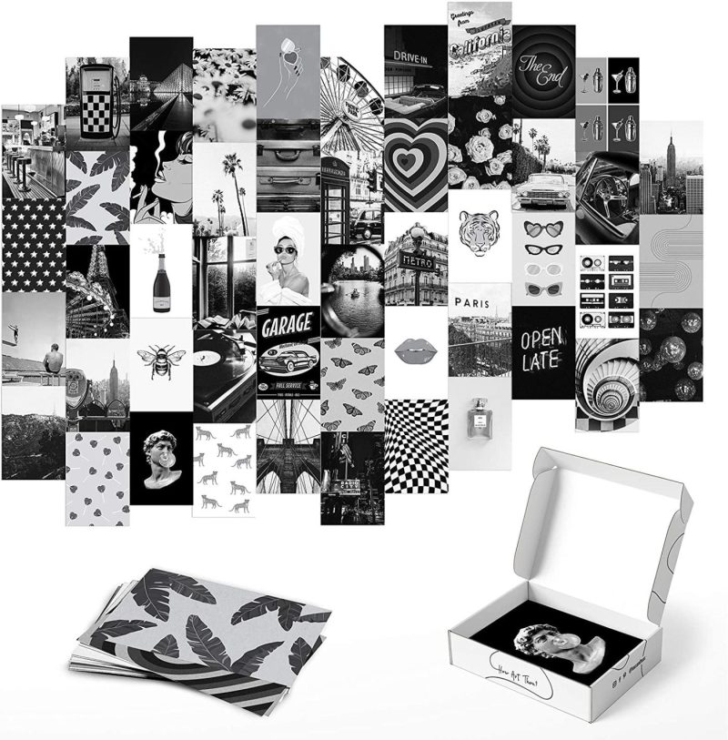 Wall Décor |  Haus And Hues Black And White Wall Decor Photo Collage Kit – Aesthetic Wall Collage Kits | Photo Collage Kit For Wall Aesthetic Teen Room Decor | Aesthetic Pictures | 4" X 6" (B/W Set Of 50) Home Decor & Cleaning HAUS AND HUES