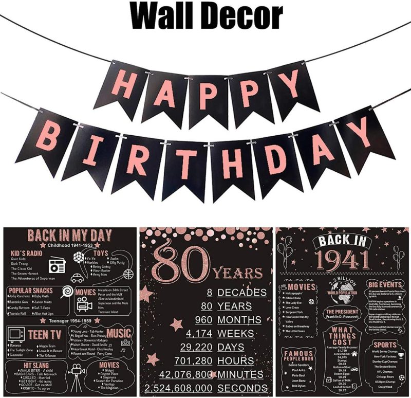 Wall Décor |  Homanga 30Th Birthday Decorations For Or Men, Rose Gold 3 Pieces 11"X 14" Back In 1991 Poster, 30 Years Party Wedding Anniversary Decoration Supplies, 30Th Gifts For Her Home Decor & Cleaning Back in 1991-30th Poster