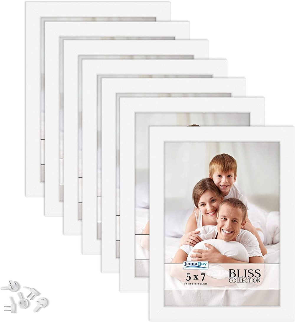 Wall Décor |  Icona Bay 5X7 Picture Frames (White, 12 Pack), Modern Style Wood Composite Frames Table Top Or Wall Mount, Bliss Collection Home Décor Home Décor