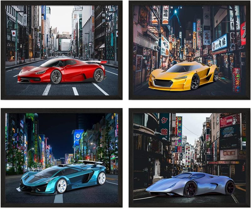 Wall Décor |  Japan Car Poster, Car Posters For Boys Room & Car Wall Art – Set Of 4 (8X10In) Car Art Prints, Boys Room Decor Teen Men – Car Room Decor, Car Wall Decor Unframed Posters For Boys Room Home Decor & Cleaning Insire