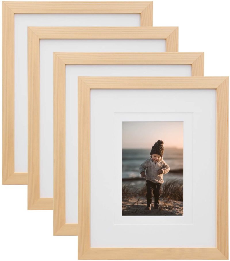 Wall Décor |  Kinlink 8X10 Picture Frames Natural Wood Frames With Acrylic Plexiglass For Pictures 4X6/5X7 With Mat Or 8X10 Without Mat, Tabletop And Wall Mounting Display, Set Of 4 Home Décor Home Décor