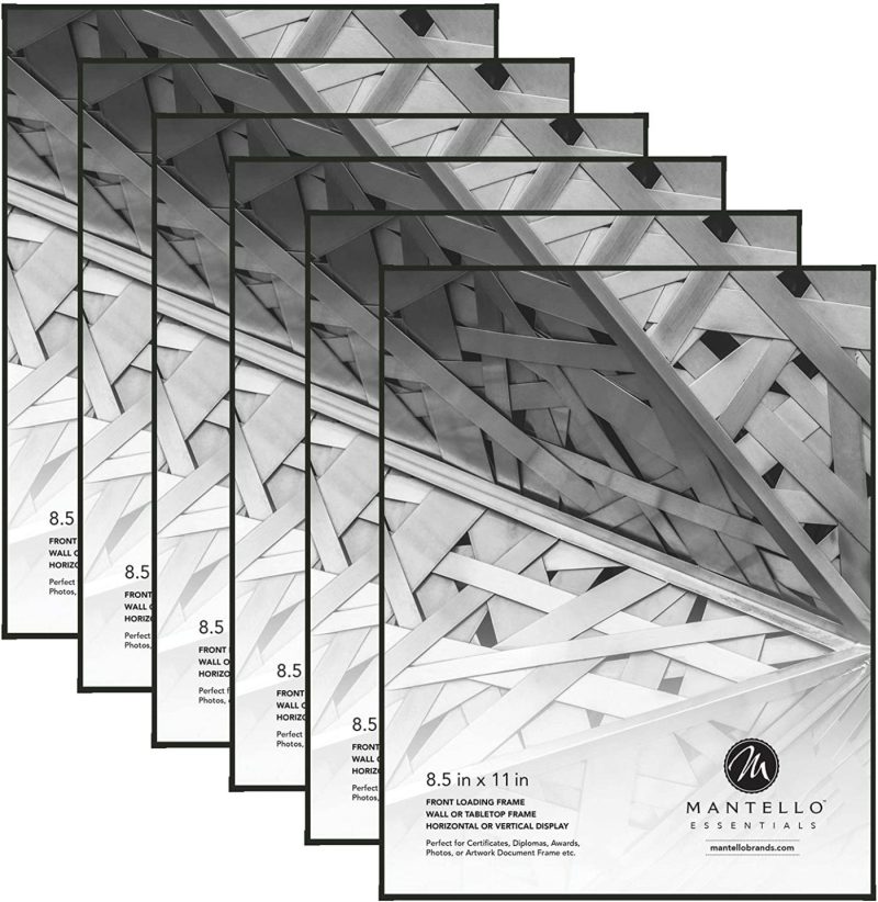 Wall Décor |  Mantello Front Loading Black Picture Frame 8.5X11 – Set Of 6 – Table Desk Wall Hanging For Artwork – Certificates Diplomas – Family Gallery Multi Photo Frame Home Décor black