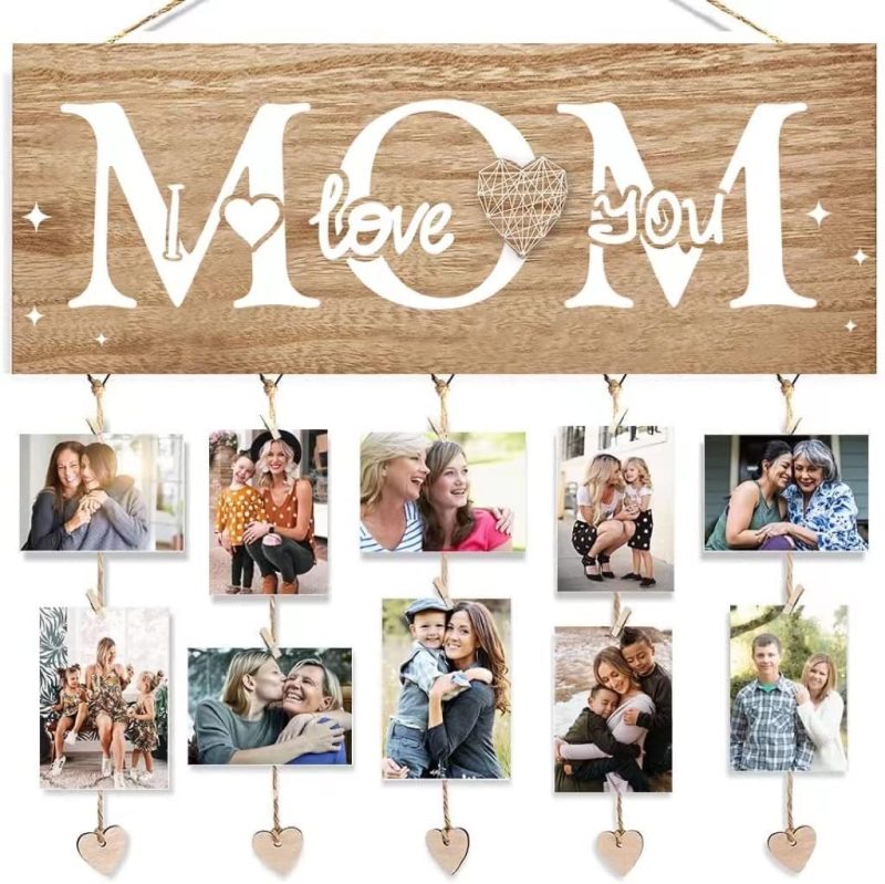 Wall Décor |  Mothers Day Gifts For Grandma From Grandkids, Grandma Gifts Picture Frame With 10 Clips & 6 Ropes, Perfect Wooden Picture Board Birthday Gifts For Grandma Mom (Grandkids Photo Holder) Home Décor grandma