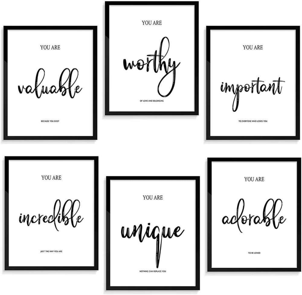 Wall Décor |  Motivational Wall Decor For Bedroom Living Room Office – Inspirational Wall Art – Positive Quotes & Sayings – Daily Affirmation For Men Teen Kids – Black And White Wall Art Ideal Gift Choice (8X10In, Set Of 6, Unframed) Education & Crafts Education & Crafts