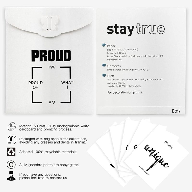 Wall Décor |  Motivational Wall Decor For Bedroom Living Room Office – Inspirational Wall Art – Positive Quotes & Sayings – Daily Affirmation For Men Teen Kids – Black And White Wall Art Ideal Gift Choice (8X10In, Set Of 6, Unframed) Education & Crafts Education & Crafts