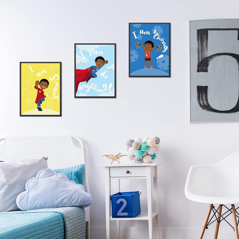 Wall Décor |  Outus 8 Pieces Children Room Posters Motivational Black Boy Wall Posters Inspirational Wall Prints Kids Room Decor For Kids Children Room Wall Decoration Supplies Home Decor & Cleaning Outus