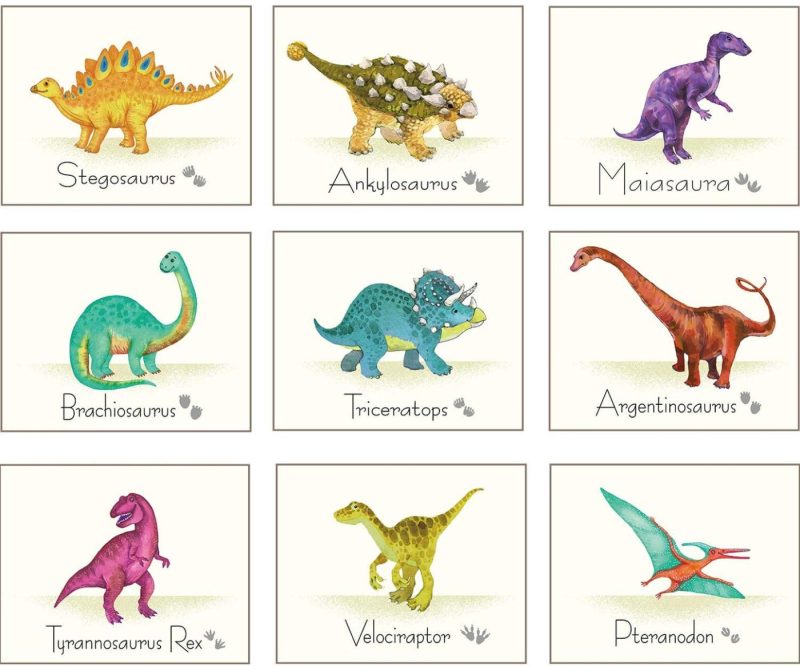 Wall Décor |  Outus 9 Pieces Dinosaur Wall Art Prints Dinosaurs Poster Wall Decals With Unframed Pictures Dinosaur Birthday Gift For Nursery And Kids Room Decorations Home Decor & Cleaning Outus