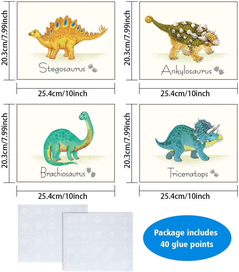 Wall Décor |  Outus 9 Pieces Dinosaur Wall Art Prints Dinosaurs Poster Wall Decals With Unframed Pictures Dinosaur Birthday Gift For Nursery And Kids Room Decorations Home Decor & Cleaning Outus