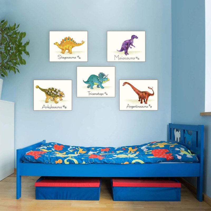 Wall Décor |  Outus 9 Pieces Dinosaur Wall Art Prints Dinosaurs Poster Wall Decals With Unframed Pictures Dinosaur Birthday Gift For Nursery And Kids Room Decorations Home Decor & Cleaning Outus