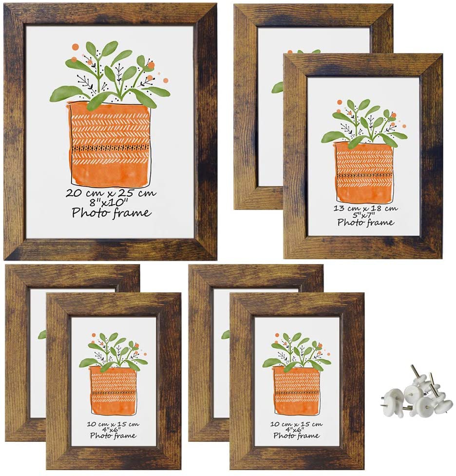 Wall Décor |  Petaflop Gallery Wall Frame Set 7 Pack Distressed Picture Frame Set, One 8X10 Picture Frames, Two 5X7 Picture Frames, Four 4X6 Picture Frames Home Décor Home Décor