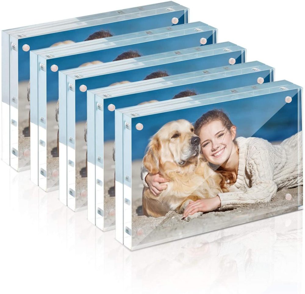 Wall Décor |  Picture Frame, Twing 4X6 Inch 5 Pack Acrylic Photo Frames Horizontal Magnet Double Sided Picture Frame Set With Microfiber Cloth,12 + 12Mm Thickness Clear Picture Frame Desktop Display Home Décor Home Décor