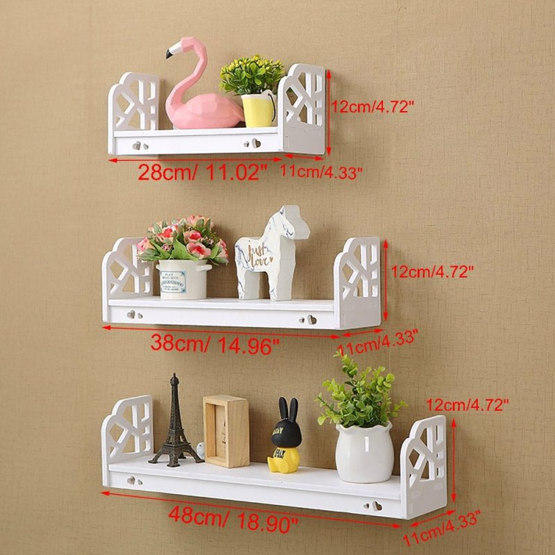 Wall Décor |  Set Of 3 Wall Shelf Retro Floating Wall Shelves Modern Display Shelf Plant Holder Bathroom Storage Shelf For Home Office Bedroom Kitchen Bathroom Decor Gifts White Education & Crafts Education & Crafts