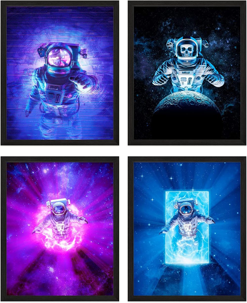 Wall Décor |  Space Wall Decor – Space Poster, Set Of 4 Space Wall Art Prints – Space Posters For Walls – Astronaut Wall Art, Unframed, (8X10") – Space Wall Decor Kids, Kids Space Wall Art, Galaxy Art – Bright Home Decor & Cleaning Insire