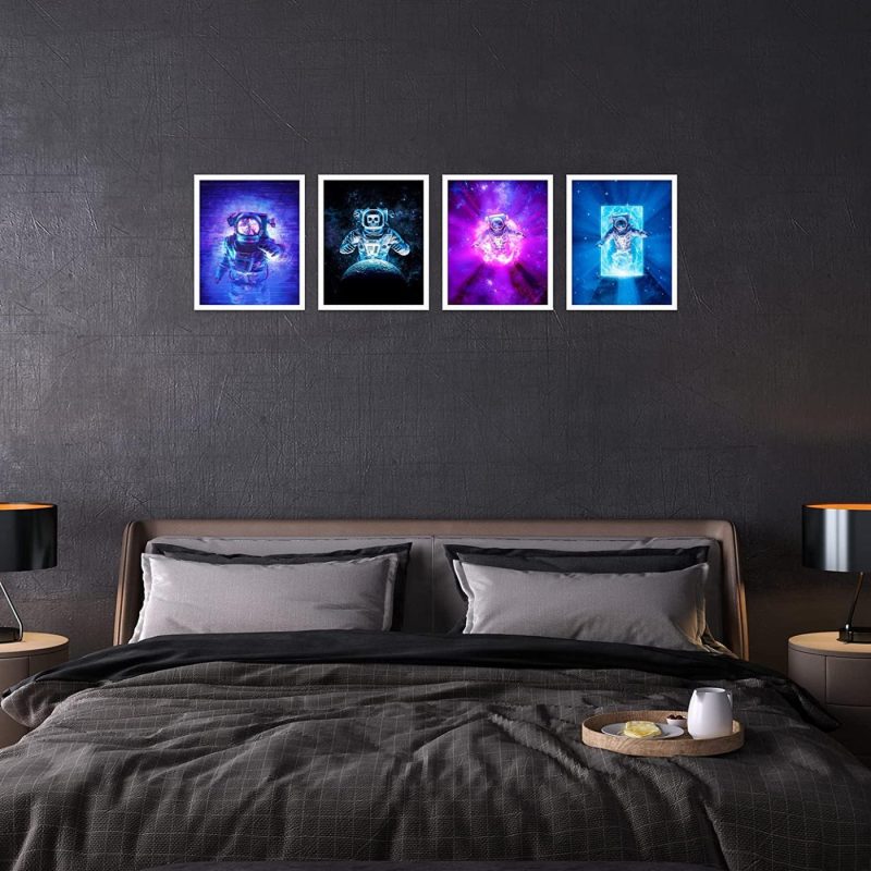 Wall Décor |  Space Wall Decor – Space Poster, Set Of 4 Space Wall Art Prints – Space Posters For Walls – Astronaut Wall Art, Unframed, (8X10") – Space Wall Decor Kids, Kids Space Wall Art, Galaxy Art – Bright Home Decor & Cleaning Insire