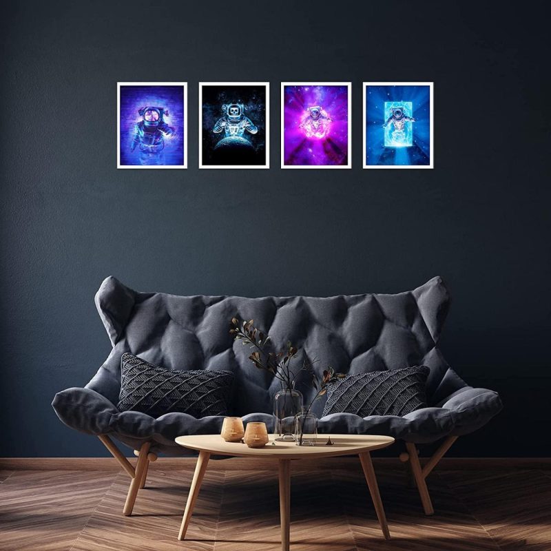 Wall Décor |  Space Wall Decor – Space Poster, Set Of 4 Space Wall Art Prints – Space Posters For Walls – Astronaut Wall Art, Unframed, (8X10") – Space Wall Decor Kids, Kids Space Wall Art, Galaxy Art – Bright Home Decor & Cleaning Insire