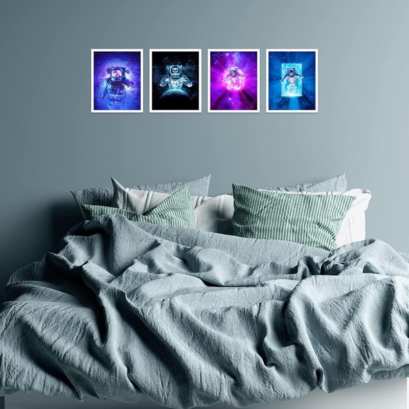 Wall Décor |  Space Wall Decor – Space Poster, Set Of 4 Space Wall Art Prints – Space Posters For Walls – Astronaut Wall Art, Unframed, (8X10") – Space Wall Decor Kids, Kids Space Wall Art, Galaxy Art – Bright Home Decor & Cleaning Insire