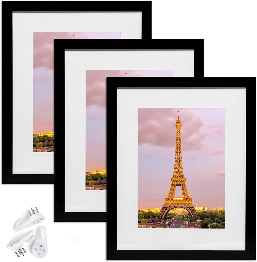 Wall Décor |  Upsimples 12X16 Picture Frame Set Of 3,Made Of High Definition Glass For 8.5X11 With Mat Or 12X16 Without Mat,Wall Mounting Photo Frame Black Home Décor black