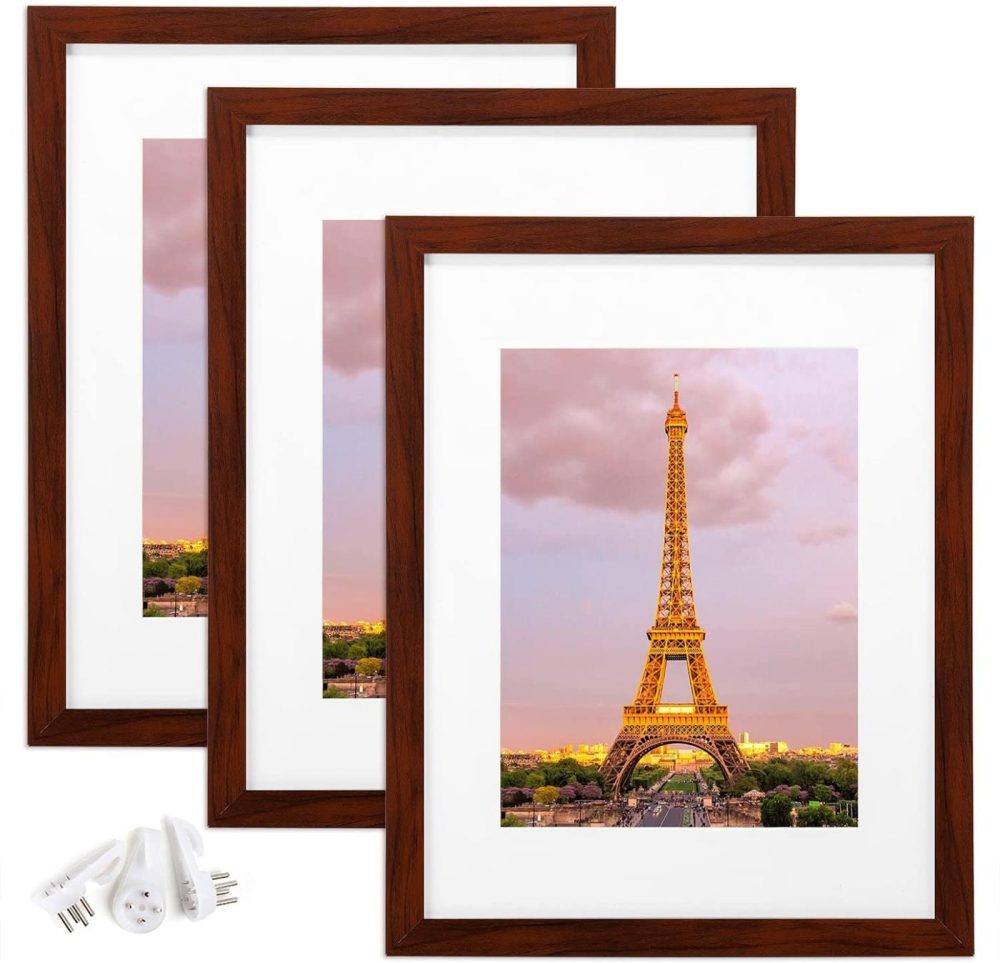 Wall Décor |  Upsimples 8.5X11 Picture Frame Set Of 3,Made Of High Definition Glass For 6X8 With Mat Or 8.5X11 Without Mat,Wall Mounting Photo Frame Red Brown Home Décor Home Décor