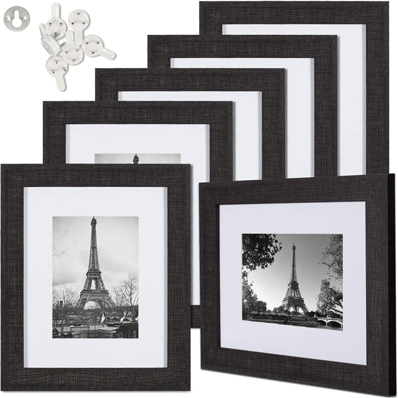 Wall Décor |  Upsimples 8X10 Picture Frame Distressed Black With Real Glass,Display Pictures 5X7 With Mat Or 8X10 Without Mat,Multi Photo Frames Collage For Wall Or Tabletop Display,Set Of 6 Home Décor Distressed Black