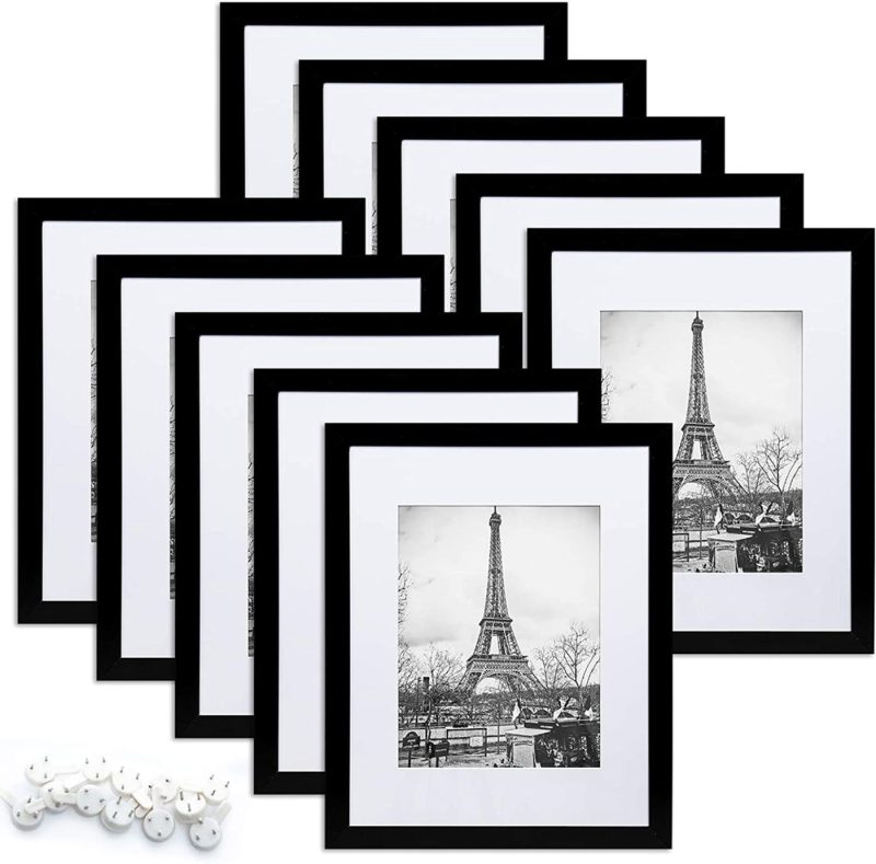 Wall Décor |  Upsimples 8X10 Picture Frame Set Of 10,Display Pictures 5X7 With Mat Or 8X10 Without Mat,Multi Photo Frames Collage For Wall Or Tabletop Display,Black Home Décor black