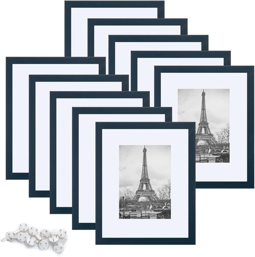 Wall Décor |  Upsimples 8X10 Picture Frame Set Of 10,Display Pictures 5X7 With Mat Or 8X10 Without Mat,Multi Photo Frames Collage For Wall Or Tabletop Display,Navy Blue Home Décor Home Décor