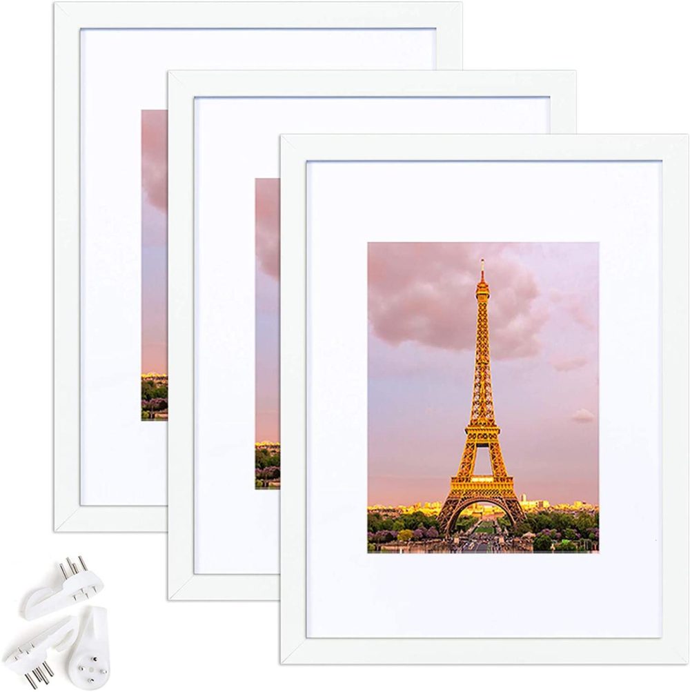 Wall Décor |  Upsimples 9X12 Picture Frame Set Of 3,Made Of High Definition Glass For 6X8 With Mat Or 9X12 Without Mat,Wall Mounting Photo Frame White Home Décor Home Décor