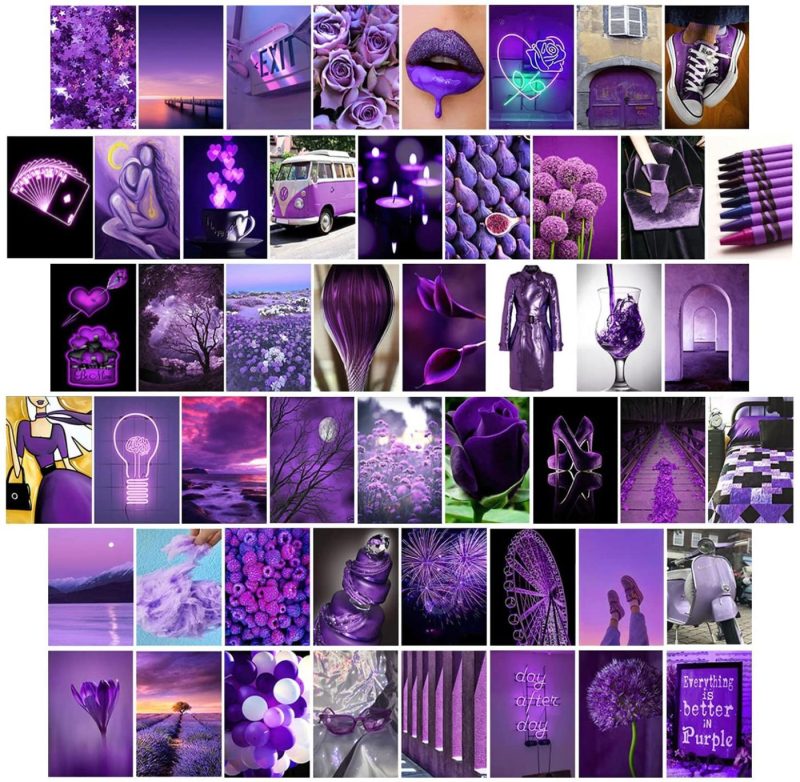 Wall Décor |  Wall Collage Kit Purple Aesthetic Posters Wall Art Decor For Girls’ Room, 50 Set Dorm Photo Display Home Decor & Cleaning AWPOFAD