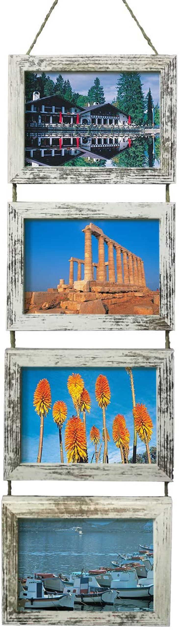 Wall Décor |  Wall Hanging 5X7 Picture Frames Collage With 4 Opening Distressed White Frames Home Décor Hogar Suerte