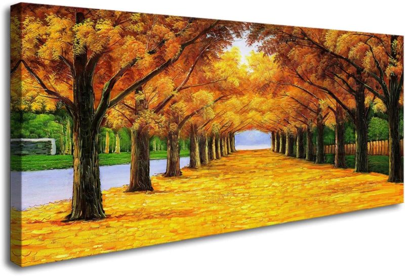 Wall Décor |  Xxmwallart Fc2162 Wall Art Golden Autumn Scene Canvas Prints Painting Gold Tree Paintings Pictures Framed For Living Room Bedroom Kitchen Home And Office Wall Decor Education & Crafts Education & Crafts