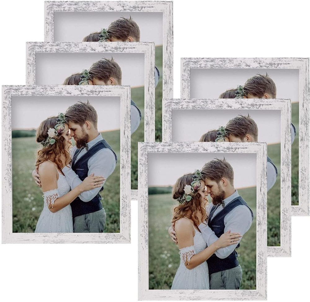 Wall Décor |  Yamiyo 8X10 Picture Frame With Hd Glass,Display Pictures 5X7 With Mat Or 8X10 Without Mat,Multi Photo Frames Bulk For Wall Or Tabletop Display,Set Of 6,Distressed White Home Décor Home Décor