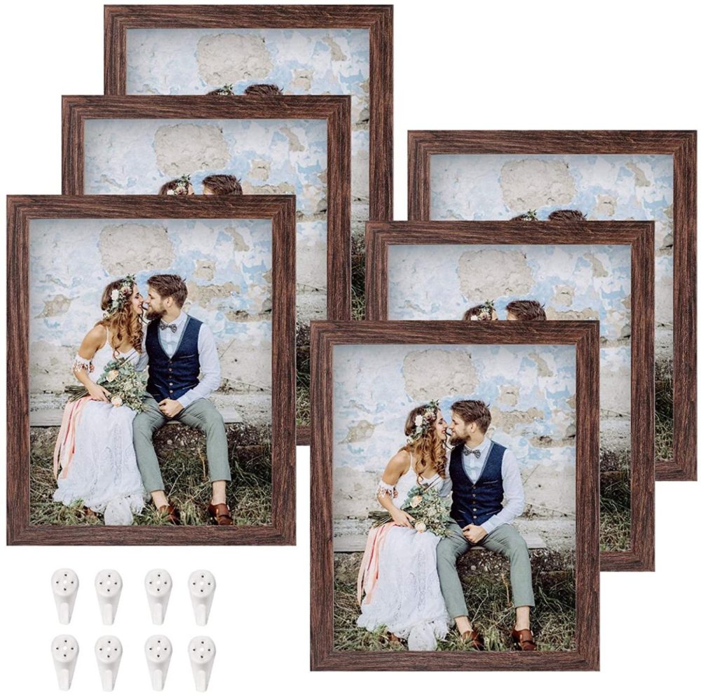 Wall Décor |  Yamiyo 8X10 Picture Frame With Hd Glass,Display Pictures 5X7 With Mat Or 8X10 Without Mat,Multi Photo Frames Bulk For Wall Or Tabletop Display,Set Of 6,Rustic Brown Home Décor Home Décor